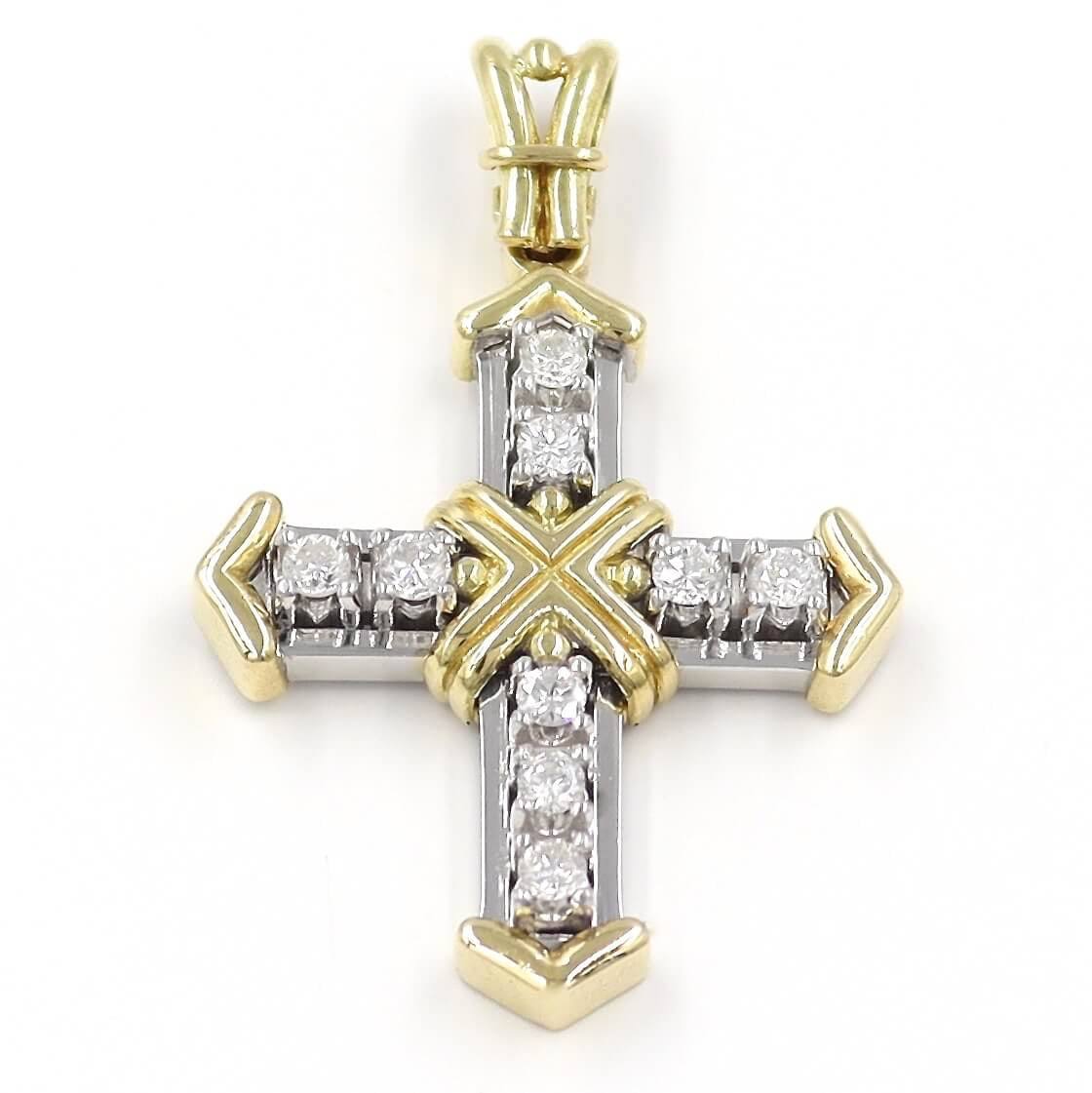 Χρυσός βαπτιστικός σταυρός με διαμάντια και καδένα 18 καρατίων