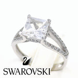 Μονόπετρο δαχτυλίδι Swarovski λευκόχρυσο - WD282