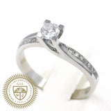 Μονόπετρο δαχτυλίδι λευκόχρυσο με διαμάντια - WDX030