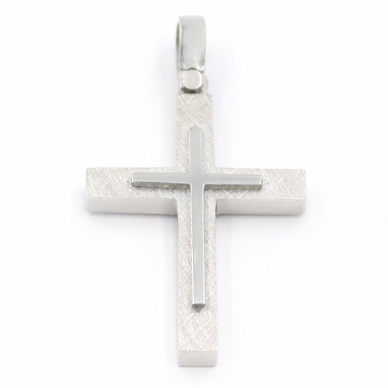 Λευκόχρυσος σταυρός ανδρικός για βάπτιση