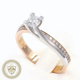 Μονόπετρο δαχτυλίδι ροζ χρυσό με διαμάντια - GDX450