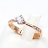 Ροζ χρυσό μονόπετρο δαχτυλίδι - GDZ256