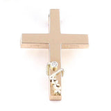 Ροζ χρυσός βαπτιστικός σταυρός Τριάντος, με λευκό χρυσό ένθετο